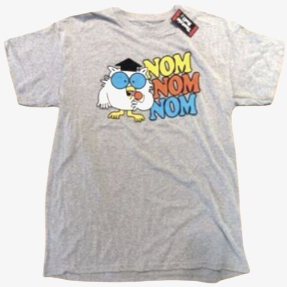 NWT 2XL Tootsie Roll Pops Owl Nom Nom Nom Graphic Tee Gray T-Shirt Brisco Brands - Picture 1 of 5